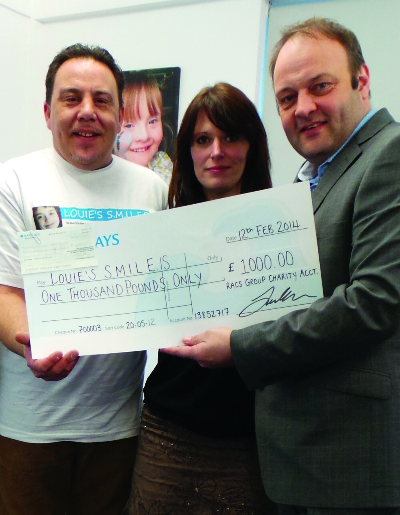 Terence Hillier at a charity cheque presentation